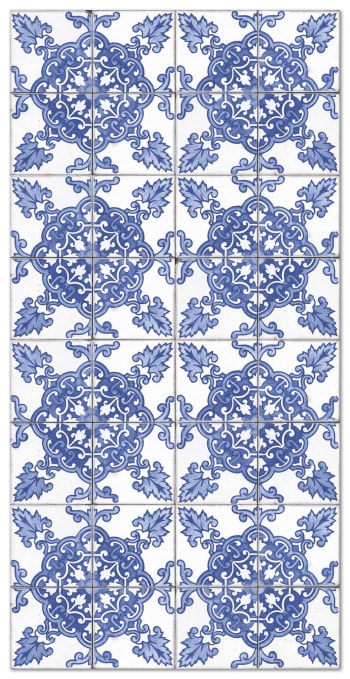 ALFOMBRAS AZULEJOS - Tapis vinyle carreaux ciments cordoue bleu 300x200cm