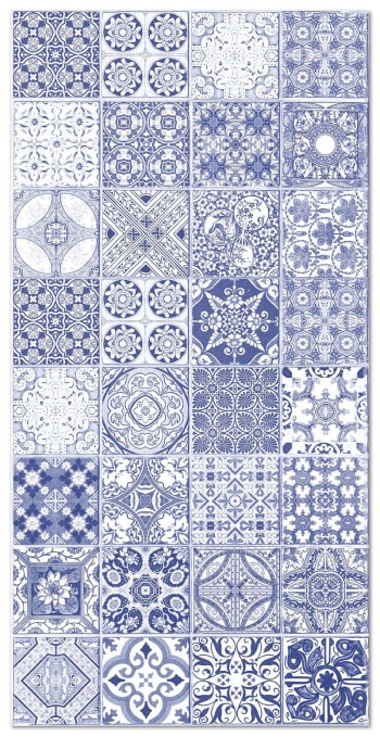 ALFOMBRAS AZULEJOS - Tapis vinyle carreaux ciments jaen bleu 60x200cm