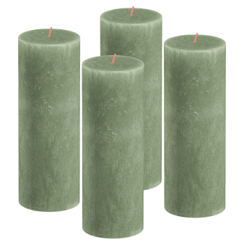 Lot de 4 bougies vert - 19 cm