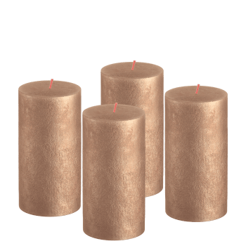 4er Set Kerzen aus natürlichem Pflanzenwachs, 13cm, gold