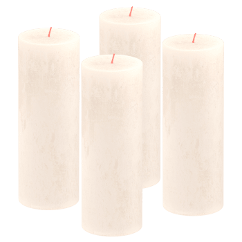4er Set Kerzen aus natürlichem Pflanzenwachs, 19cm, elfenbein