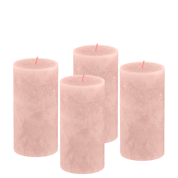 4er Set Kerzen aus natürlichem Pflanzenwachs, 13cm, rosa