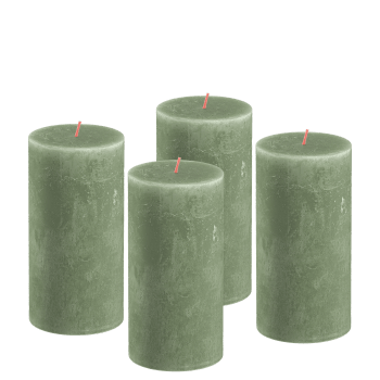 4er Set Kerzen aus natürlichem Pflanzenwachs, 13cm, grün