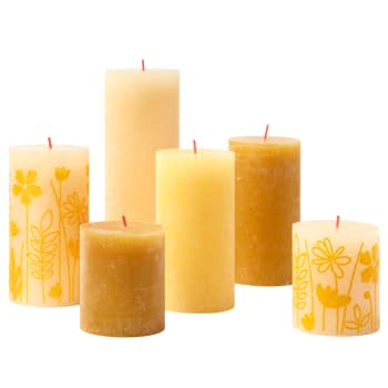 6er Set Kerzen aus natürlichem Pflanzenwachs, gelb