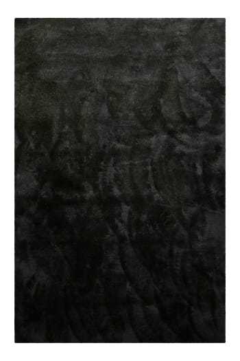 Lulu - Tapis à poils longs, doux et moelleux, noir  140x200