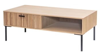 Mesa baja 1 cajón en madera y acero