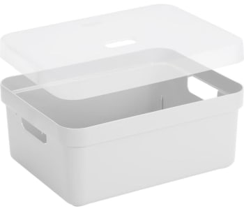 Boite de rangement avec couvercle transparent sigma home box 24l blanc