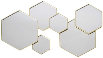 Décoration murale miroirs en métal doré hexagonale