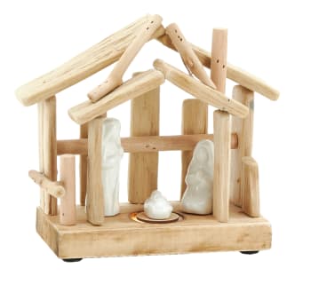 Crèche en bois et céramique maison