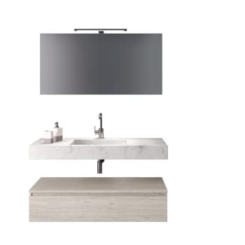 Astra - Meuble salle de bain 5 pièces en marbre de Carrare/mélamine bois beige