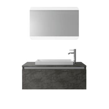 Aurora - Mueble de baño de 3 piezas en melamina oxido
