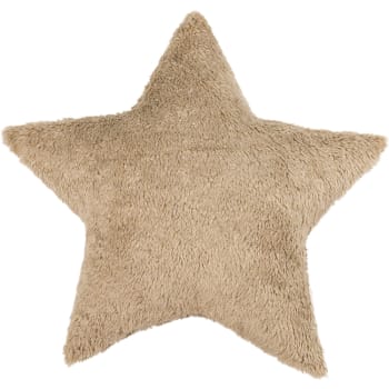 Coussin en teddy étoile chocolat Boho (44 cm)