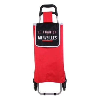 Chariot shopping en polyester 6 roues rouge