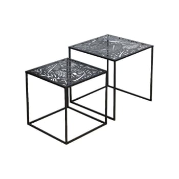 Tables gigognes en métal carrées (lot de 2) havana