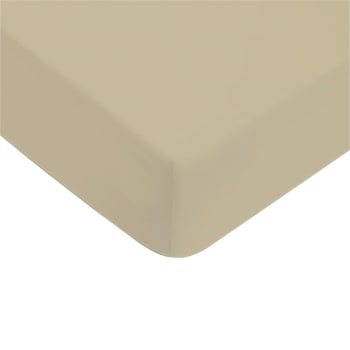Essentiel - Drap housse coton  uni beige 90x190cm