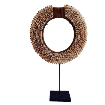 BOHEMIA - Collier rond en coquillages, marron L30 x H40 cm