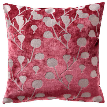 Housse de coussin en mousseline de coton volant central 45x45 cm cm ELZA marron foin