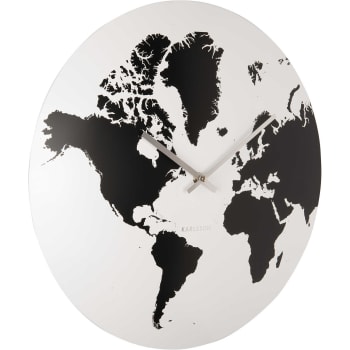 World map - Orologio da parete  in resina bianco 39 x 39 x 4cm