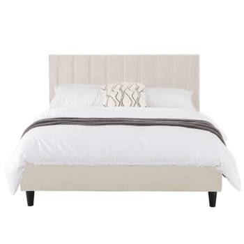 Cambridge - Bett 160 x 200 cm aus beigefarbenem Samt
