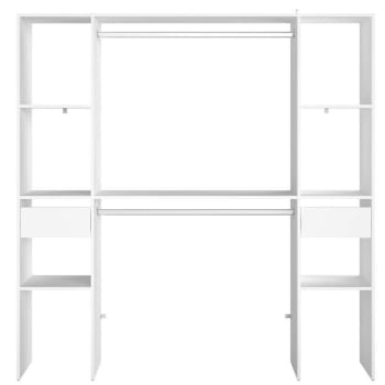 Elysee - Kleiderschrank 2 Garderoben, 6 Fächer, 2 Schubladen, weiß