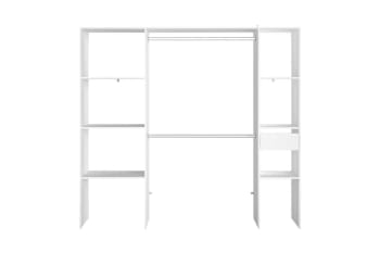 Elysee - Kleiderschrank 6 Fächer, 1 Schublade, 2 Garderoben 198 x 40 x 180 cm