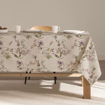 Nappe en lin antitâche imprimée floral multicolore 140x100 cm IRIA