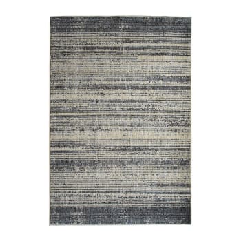 Recycle - Tapis recyclé motif lignes gris noir 120X170