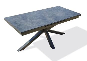 Caicos - Table de jardin 10 places en aluminium anthracite et HPL effet marbre