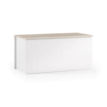 Contenitore Portaoggetti Bianco 50x30x28 Cm In Multistrato – Cassapanca Pieghevole, Ideale Per Coperte E Cuscini