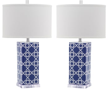 Vilma - Set di 2 Lampade da tavolo in Ceramica, Blu Marino