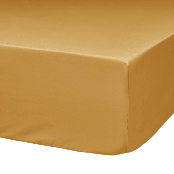 Fil & sens - Drap housse coton bio jaune curry 160 x 200 cm