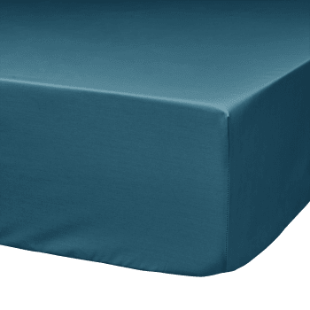 Fil & sens - Drap housse coton bio bleu minéral 140 x 190 cm