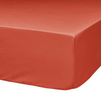 Fil & sens - Drap housse coton bio corail 180 x 200 cm