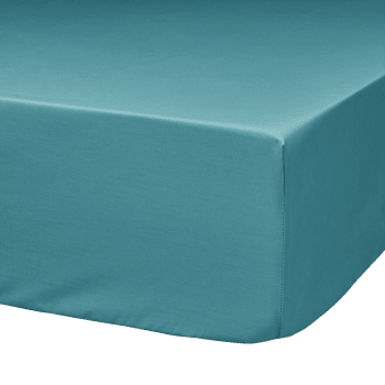 Fil & sens - Drap housse coton bio bleu lagon 90 x 190 cm
