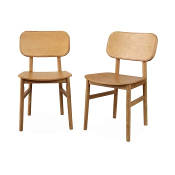 Olympie - Lot de 2 chaises en bois d'hévéa, forme courbée
