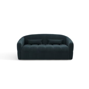 Nora - Canapé convertible express dunlopillo velours bleu paon 160cm