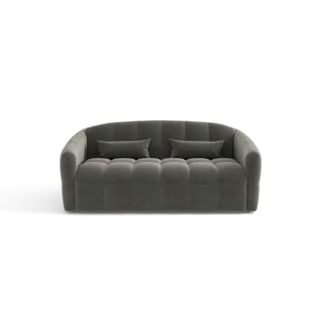 Nora - Canapé convertible express dunlopillo velours gris graphite 160cm