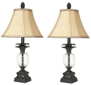 Rosaline - Lampe de table Fer&Verre en Noir, 30 X 30 X 60 cm