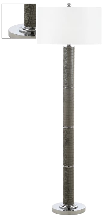 Bernita - Lámpara de pie hierro & vidrio en gris, 45 x 45 x 155 cm