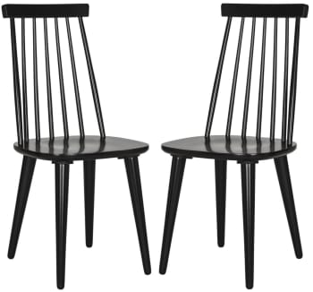 Vela - Juego de 2 sillas de comedor de madera de caucho, negro