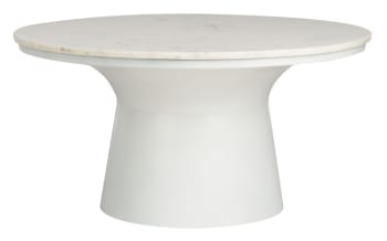 Dortha - Tavolino da caffè Ferro / Vetro Bianco, 75 X 75 X 35 cm