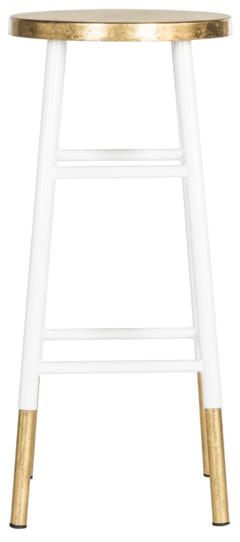 Clotilde - Taburetes de bar hierro & vidrio en blanco; dorado, 35 x 35 x 75 cm
