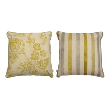 BARCELONA - 2 Housses de coussins 50x50 cm jaune/gris