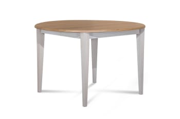 Victoria - Table ronde bois D115 cm avec 1 allonge et Pieds fuseau