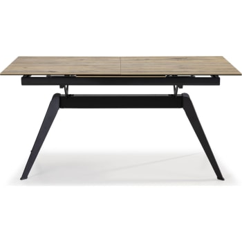 Lally - Table à manger rectangulaire extensible céramique effet bois 160/220cm