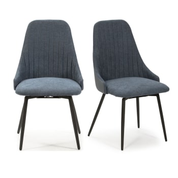 Baia - Lot de 2 chaises pivotantes en tissu bleu