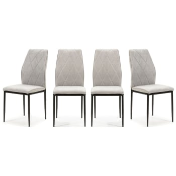 Malo - Lot de 4 chaises en tissu gris clair