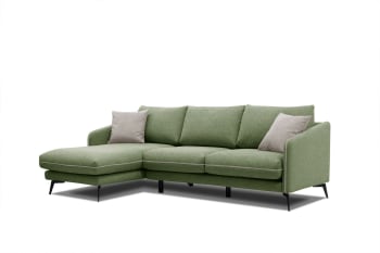 Sogel - Canapé d'angle gauche 4 places tissu vert