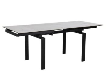 Hilda - Table de salle à manger rectangulaire extensible en céramique L120/200