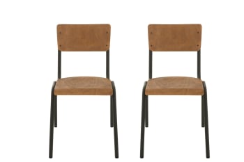 Charlemagne - Lot de 2 chaise en bois et métal